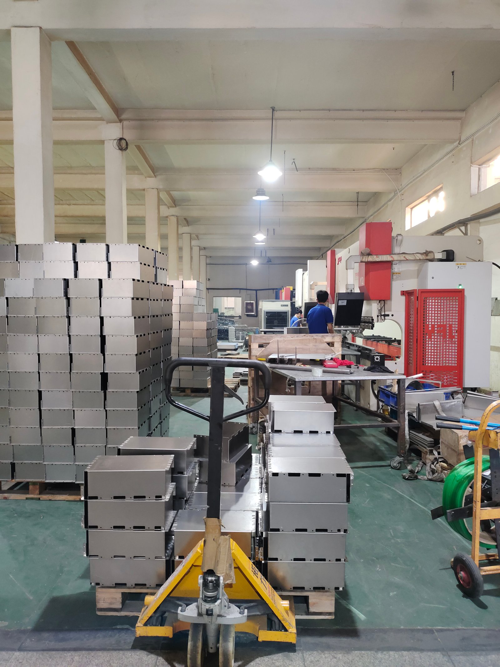 Sheet metal parts stacked in Fulei Metal factory